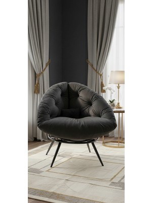 AVYNA Premium Geniş Oturma Alanlı Berjer Tekli Koltuk | Dinlenme & Kitap Okuma Koltuğu | Füme