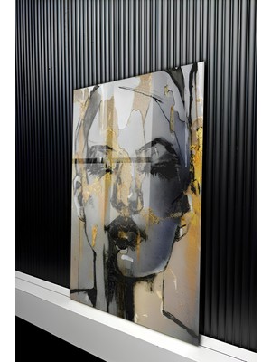 KutuTR Modern Soyut Kadın Portresi Temalı Temperli Cam Tablo 50X70 cm 2d Uv Baskı - YCT208