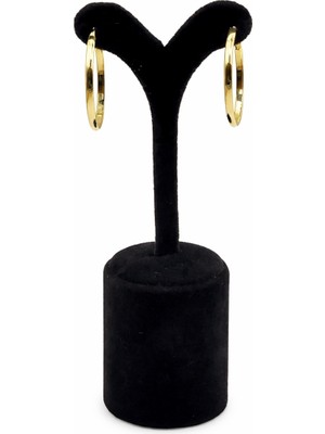 Pangu Altın Renk Orta Kalın Çelik Halka Küpe