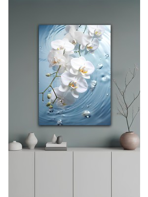 KutuTR Orkide Çiçekli Temperli Cam Tablo 50X70 cm 2d Uv Baskı - YCT089