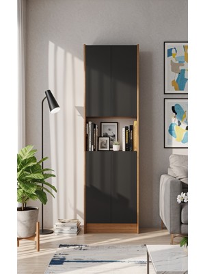 Yeti Mobilya FLAT56 Kitaplık 4 Kapaklı Kütüphane Çok Amaçlı Dolap