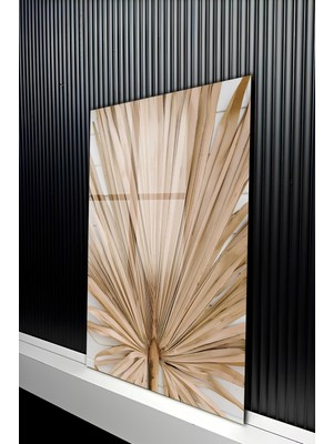 KutuTR Gold Vazo Içerisinde Kuru Dal Tasarımlı Temperli Cam Tablo 50X70 cm 2d Uv Baskı - YCT248