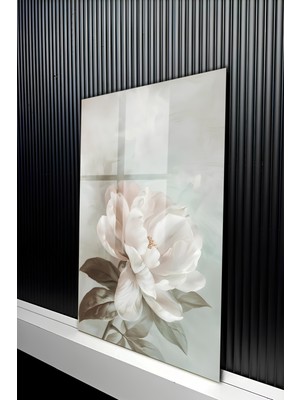 KutuTR Minimalist Soft Tonlu Beyaz Orkide Tasarımlı Temperli Cam Tablo 50X70 cm 2d Uv Baskı - YCT298