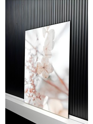 KutuTR Pastel Tonlarda Kurutulmuş Çiçek Temalı Temperli Cam Tablo 50X70 cm 2d Uv Baskı - YCT148