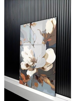 KutuTR Soft Pastel Tonlu Estetik Manolya Çiçeği Temperli Cam Tablo 50X70 cm 2d Uv Baskı - YCT281