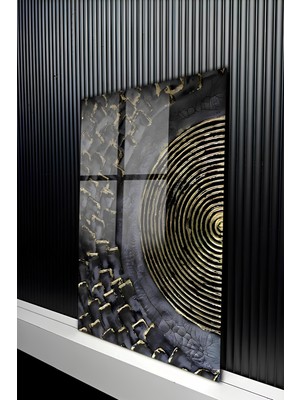 KutuTR Antrasit Dokulu Soyut Geometrik Formlar Temperli Cam Tablo 50X70 cm 2d Uv Baskı - YCT159
