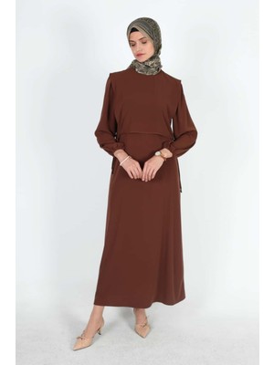 Mersha Collection Bağcıklı Emzirme Elbisesi Lohusalık Dönemi - Emzirme Kıyafeti