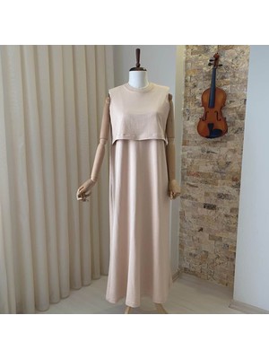 Mersha Collection Mersha 4 Mevsim Sıfır Kol Elbise - Lohusa Anne Elbisesi