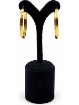 Pangu Altın Renk Kalın Çelik Halka Küpe