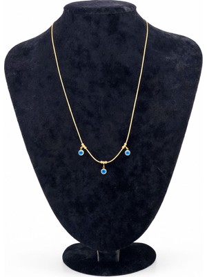 Pangu Altın Renk Çoklu Nazar Boncuk Detaylı Çelik Kolye