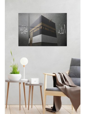 KutuTR Kabe Temalı Islami Dekoratif Duvar Panosu Temperli Cam Tablo 50X70 cm 2d Uv Baskı - YCT041