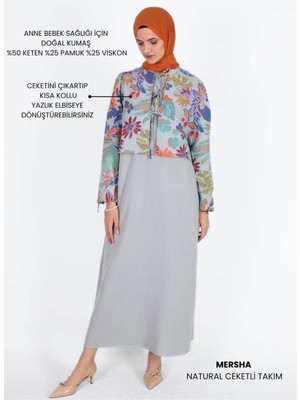 Mersha Collection Natural Ceketli Emzirme Takımı - Lohusa Anneler Için Yelek