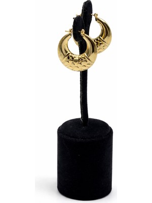 Pangu Altın Renk Bombeli Halka Çelik Küpe