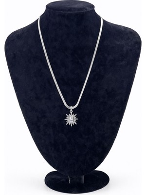 Pangu Gümüş Renk Güneş Figürlü Zirkon Taşlı Çelik Kolye