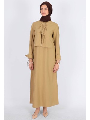 Mersha Collection Natural Ceketli Emzirme Takımı - Lohusa Anneler Için Yelek