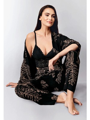 Arnetta Kadın Siyah Sabahlık