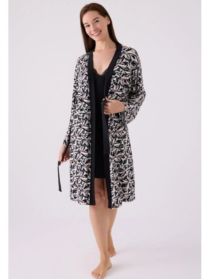 Arnetta Kadın Siyah Sabahlık Takım