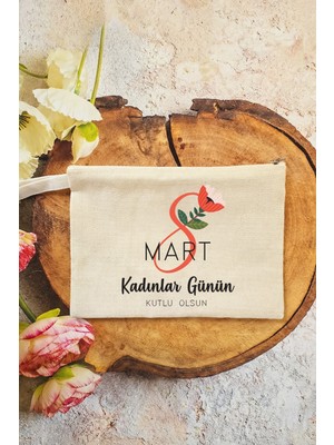 Pekshop 8 Mart Hediyesi Makyaj Çantası Clutch Çanta Model 4 15X21CM