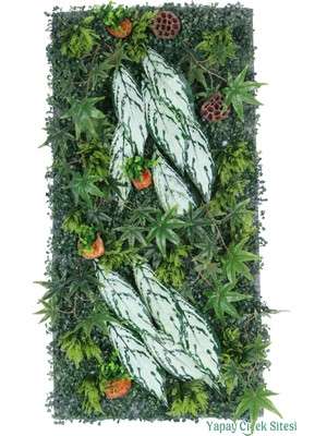 Yapay Çiçek Sitesi Yapay Bitkili Duvar Paneli 50X100 cm Model 5