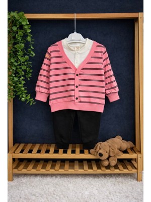 Nurcan Bebe Çizgili Sweet Unisex 2 Li Takım(3-6/6-9/9-12/12-18/18-24 Ay)