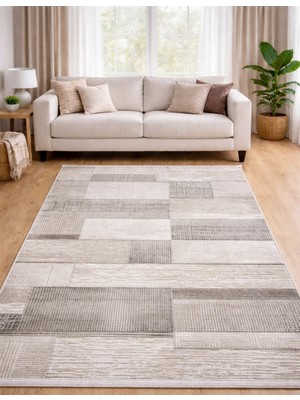 Merinos Halı Merinos Still 77230-095 Özel Kesme Halı Krem-Gri