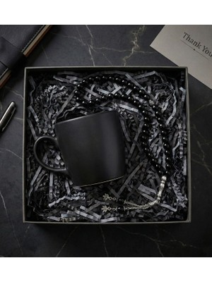 Siyah Kupa & Tespih Erkeğe Hediye Seti