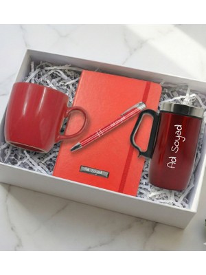 Kişiye Özel Ofis Hediye Seti (Termos Bardak, Defter, Kalem, Kupa)