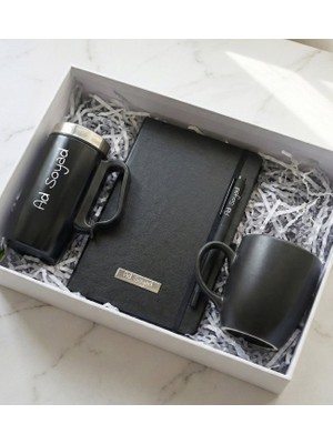 Kişiye Özel Ofis Hediye Seti (Termos Bardak, Defter, Kalem, Kupa)