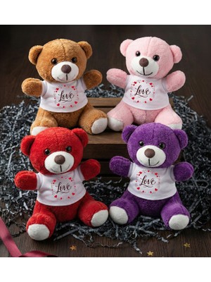 4'lü Renkli Peluş Ayıcık Hediye Seti (Kırmızı Ayıcık & Mor Ayıcık & Pembe Ayıcık & Kahverengi Ayıcık)