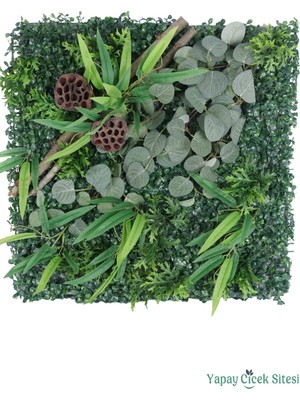 Yapay Çiçek Sitesi Yapay Bitkili Duvar Paneli 50X50 cm Model 5