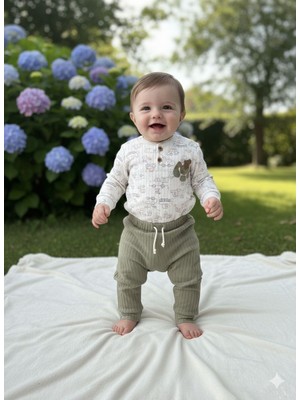 Efemkids 3/12 Ay Unisex Bebek Takımı Kepçe Nakışlı %100 Pamuklu Yenidoğan Bebek Takımı