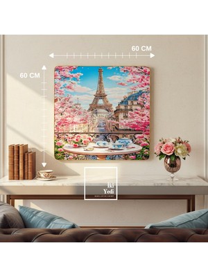 İki Yedi Konsept Paris Eyfel Kulesi 60 x 60 cm Dekoratif Duvar Tablosu Modern Salon Ofis Duvar Dekoru Hediyelik Eşya
