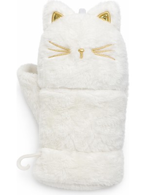 Selvira Peluş Kedi Desenli Eldiven | Kışlık Sıcak Tutan, Yumuşak, Şirin Tasarım Mitten 4-15 Yaş