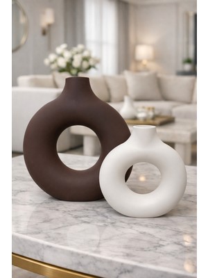 Nox Atelier Modern Halka Form Dekoratif Vazo Seti – (2’li)