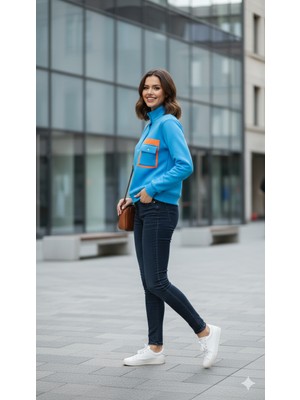 Pamuk Sweatshirt Şardonlu 3 Iplik Çıtçıtlı