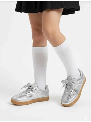 Benitto Kids Kız Çocuk Cırtlı Fiyonklu ve Simli Spor Ayakkabı BNT192