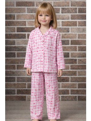 Yiğit Butik Desenli Dügmeli Kız Çocuk Pijama Takımı