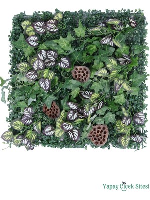 Yapay Çiçek Sitesi Yapay Bitkili Duvar Paneli 50X50 cm Model 8