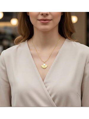 Jewerly Altın Yelpaze Çelik Kolye