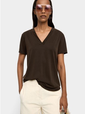 Parfois Kadın V-Yaka Basic T-Shirt