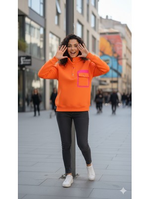 Pamuk Sweatshirt Şardonlu 3 Iplik Çıtçıtlı