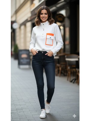 Pamuk Sweatshirt Şardonlu 3 Iplik Çıtçıtlı