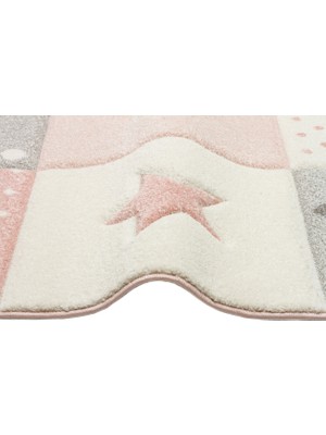 Akbel Halı Kids KDS 05 Gri Pembe - Yumuşak Dokulu Hav Toz Vermez Çocuk Halısı