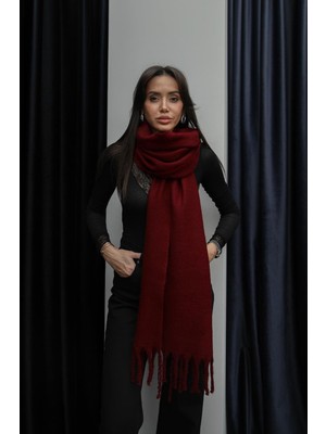 Havoş Mürdüm Saçak Uçlu Atkı