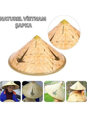 Herşeytrend Naturel Renk Cambodia Kamboçyalı Vietnam Şapkası Pvc Hasır