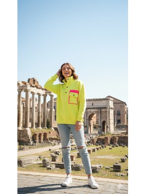 Pamuk Sweatshirt Şardonlu 3 Iplik Çıtçıtlı