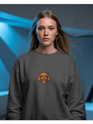 Muhtar Store Toy Poodle Baskılı Kadın Sweatshirt – Minimal Sevimli Tasarım Regular Fit