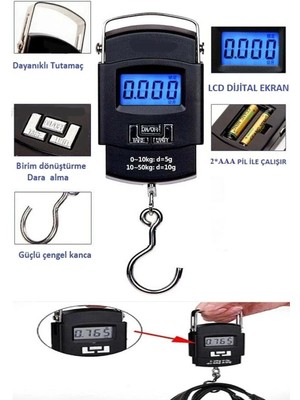 Akıllı Durak Elektronik Dijital El Kantarı 50 kg Terazi Tartı 10 gr Hassasiyet