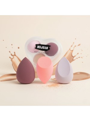 Akıllı Durak 3'lü Makyaj Süngeri Seti Kalpli Kutu