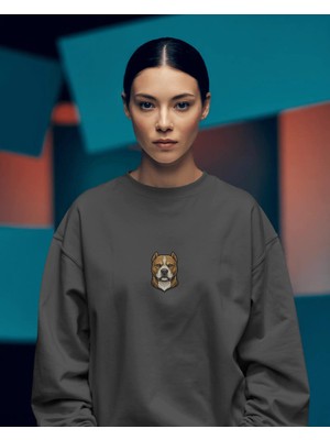 Muhtar Store Pitbull Baskılı Kadın Sweatshirt – Minimal Güçlü Duruş Tasarımı Regular Fit